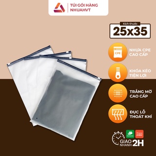Túi ZIP lụa mờ có khóa kéo Nhựa HVT gói quần áo, phụ kiện , giày dép size 25x35cm - Số lượng 1 cái