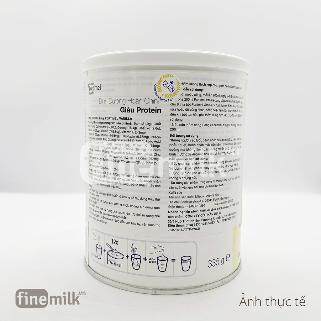 Sữa Fortimel Powder Vani nhập khẩu Hà Lan 335gram cho người già