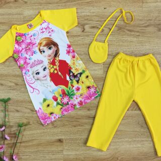 Bộ áo dài bé gái elsa