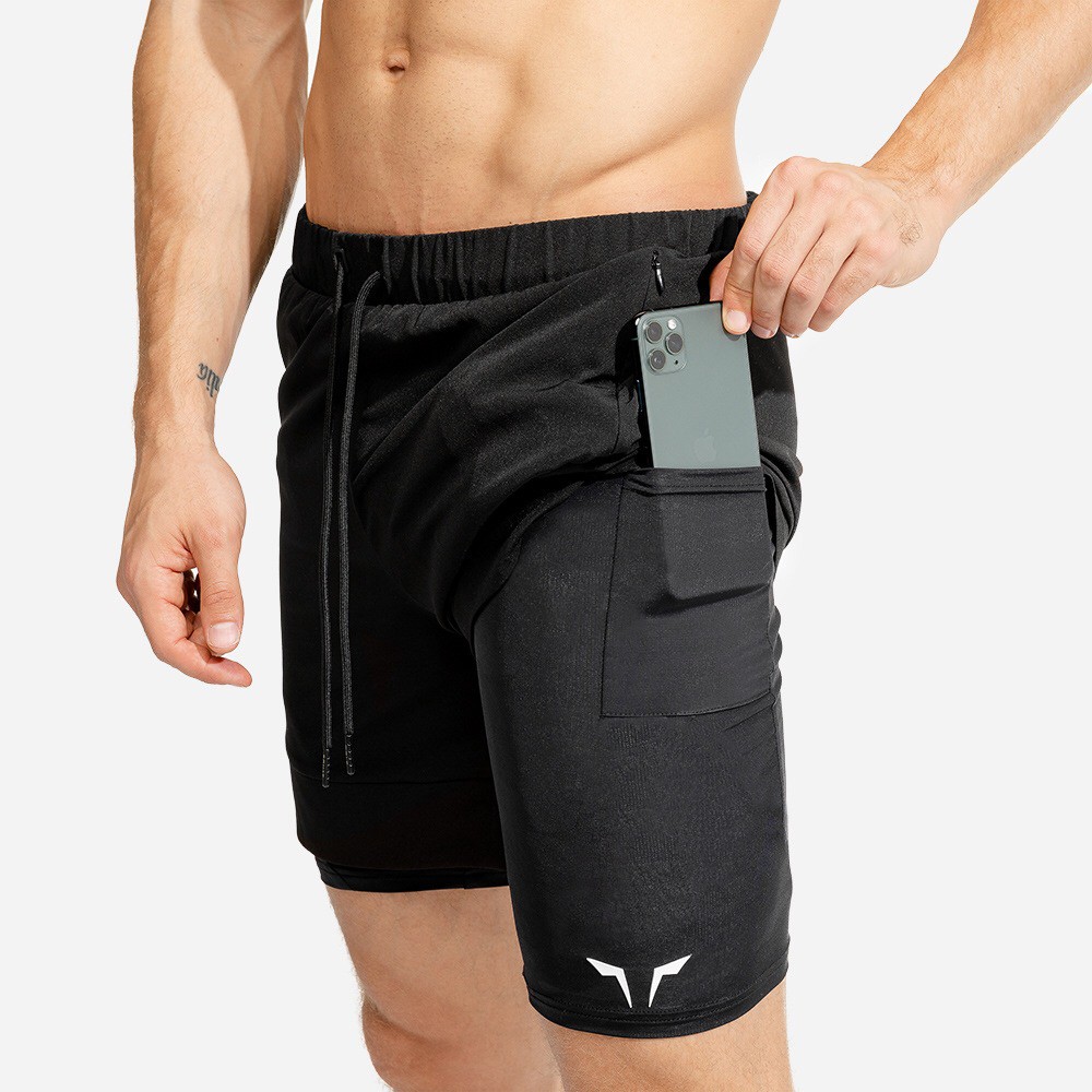 QUẦN TẬP GYM THỂ THAO NAM - QUẦN SHORT 2 LỚP