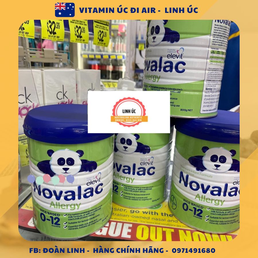 Sữa gạo Novalac Úc 800g, Hàng chuẩn úc đi air, Sữa gạo Novalac Allergy Úc 800g dành cho trẻ dị ứng đạm  bò, Date xa