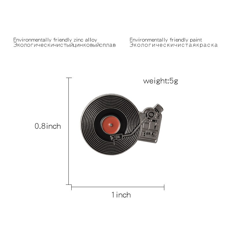 Ghim cài áo hình đĩa nhạc cổ điển cho nam và nữ