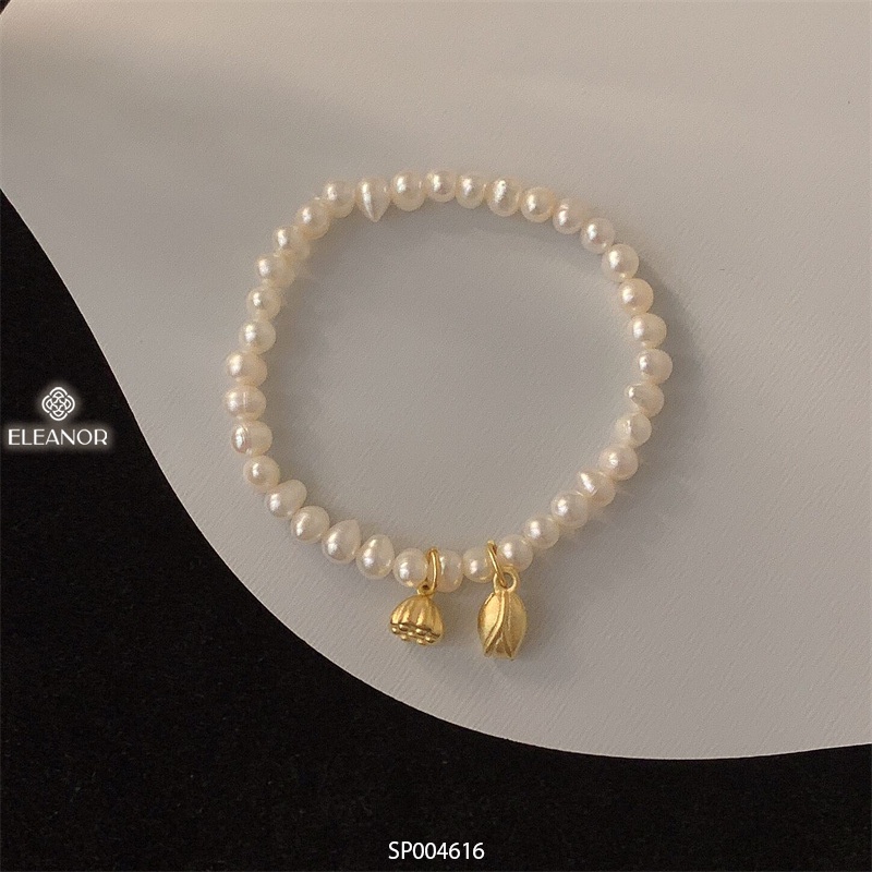 Lắc tay nữ ngọc trai nhân tạo Eleanor Accessories phối charm hoa phụ kiện trang sức 4616