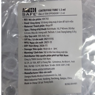 Combo 500 ống ly tâm Eppendorf các size 0.5ml, 1,5ml, 2ml