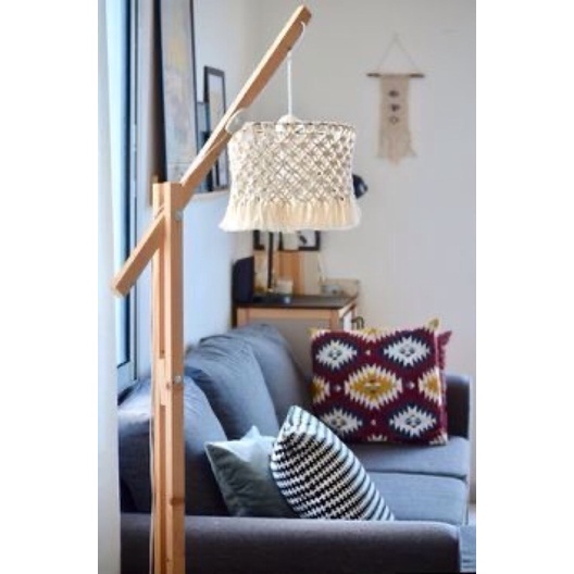 Đèn sàn đèn đứng đan dây Macrame phong cách Vintage, Boho retro (Bao gồm chân đèn)