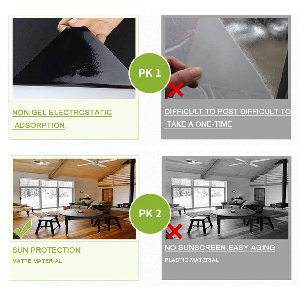 Giấy Dán Cửa Kính Màu Đen Chống Tia UV Bảo Vệ Sự Riêng Tư Có Thể Tháo Rời