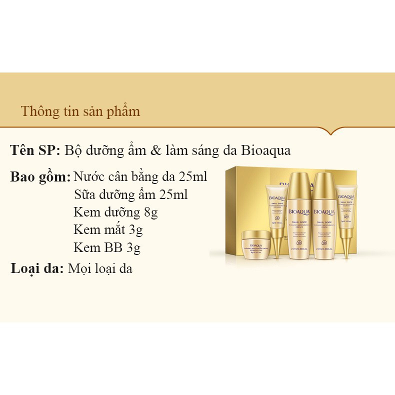 Bộ kit dưỡng ẩm và làm trắng da tinh chất ốc sên bộ dưỡng da dùng thử ZH-BDD-OS