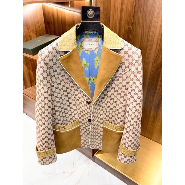 ÁO KHOÁC GnCCI LEATHER JACKET WITH GG