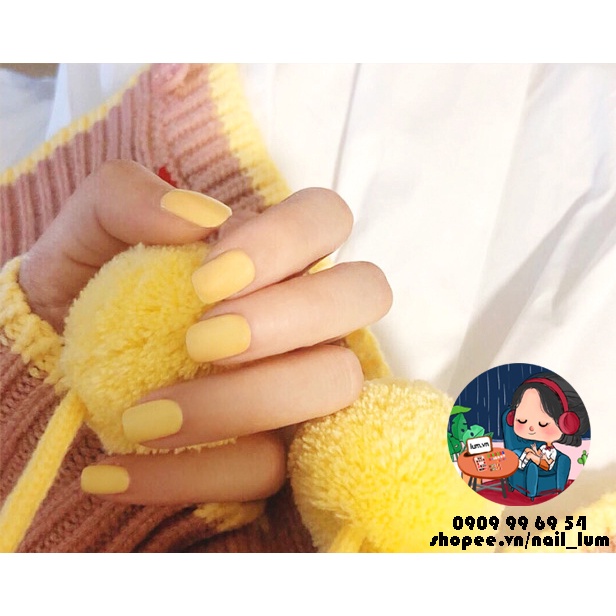 [ 720 1051 VÀNG CHANH F49 ] Móng ĐƠN SẮC - Phom VUÔNG NGẮN - SƠN MỊN  [Tặng Miếng Dán Và Dụng Cụ] Lẻ