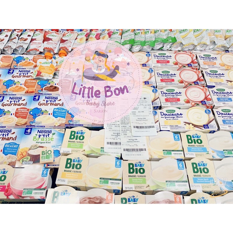 Váng sữa/Sữa chua Baby Bio Carrefour Pháp 6/8M bay air (lốc 4 hũ x 100gr)_Date 05,06,07/2022