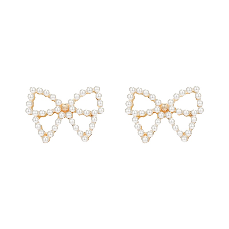 Bông tai hình bướm đính ngọc trai giả thời trang 2023 cho nữ