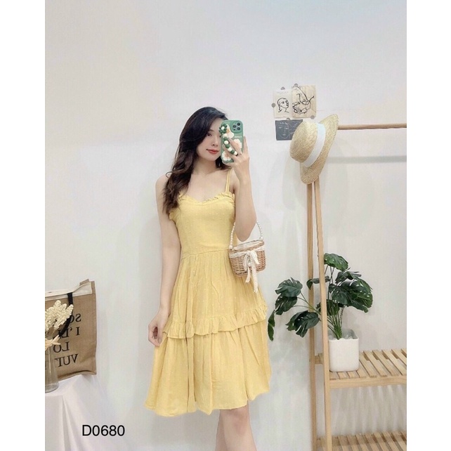 Đầm 2 dây bèo tầng D0680