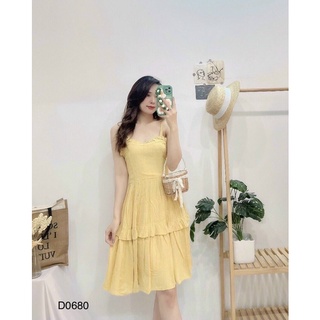 Đầm 2 dây bèo tầng D0680