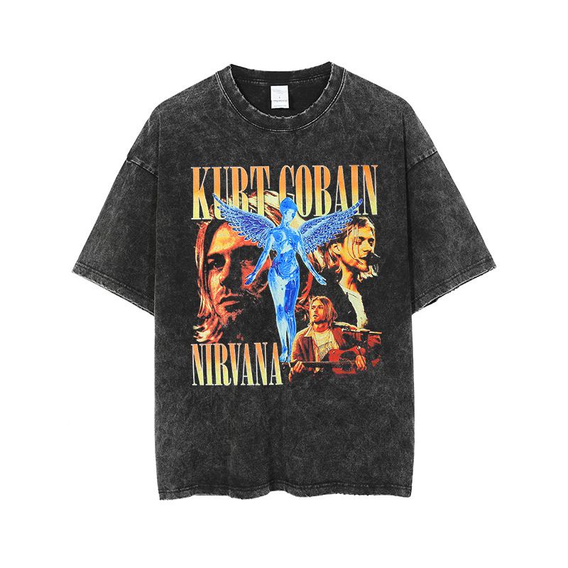 Áo thun oversize KURT COBAIN-NIRVANA WASH - Áo phông rock form rộng unisex nam nữ