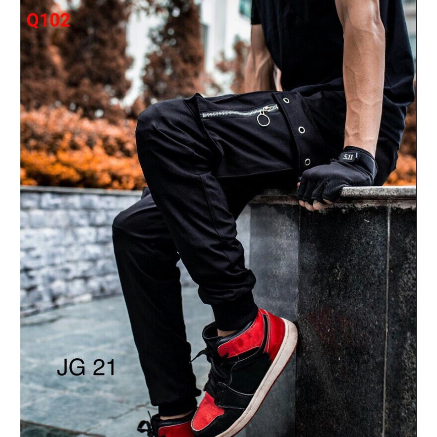 <FREE SHIP> Quần jogger vải kaki co giãn xịn khóa zip túi hộp cực chất