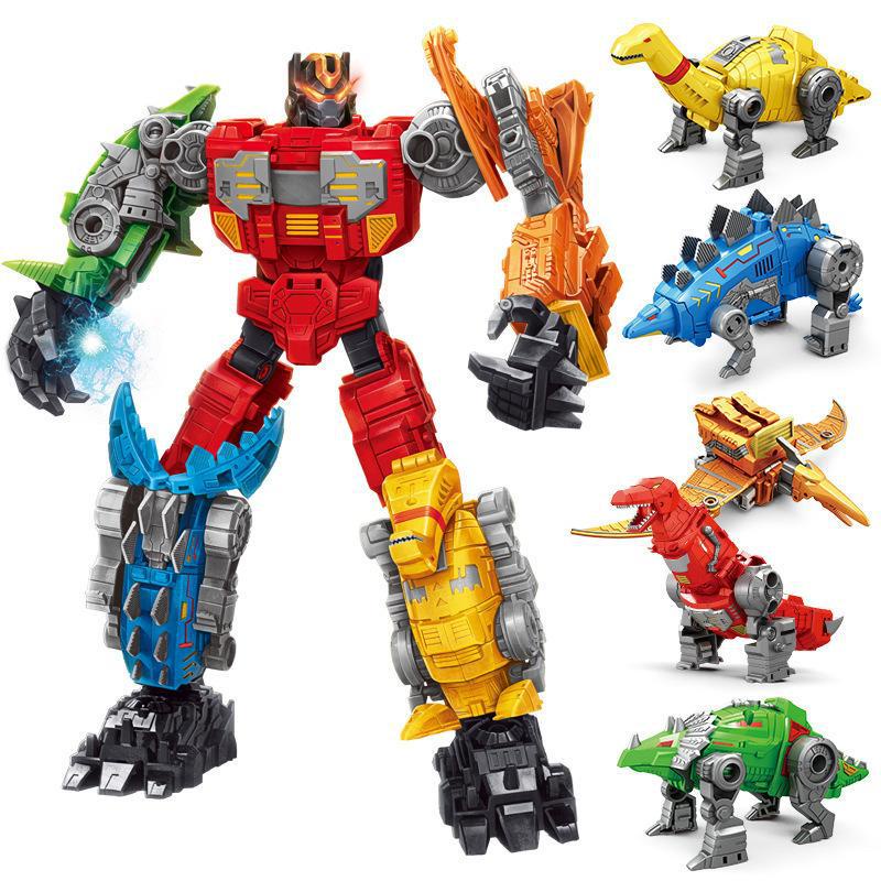 Đồ chơi biệt đội khủng long biến hình 5 trong 1 Tyrannosaurus rex pterosaur-Mô hình robot trẻ em