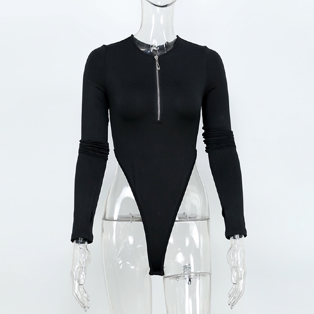 Jumpsuit tay dài thiết kế khóa kéo ở cổ thời trang quyến rũ cho nữ | BigBuy360 - bigbuy360.vn