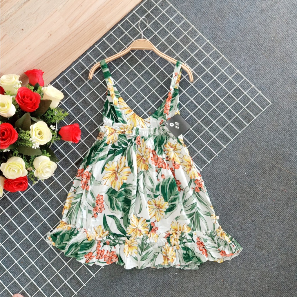 Đầm yếm lanh cho bé gái size từ 15-26kg