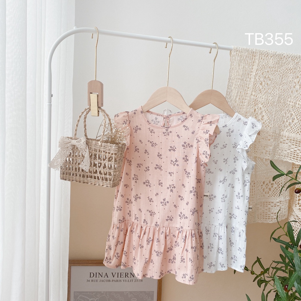Váy đuôi cá hoa nhí xinh yêu, váy sát nách cánh tiên cho bé gái vải đũi thô mềm mát size 80 - 130 (10 - 23 kg)