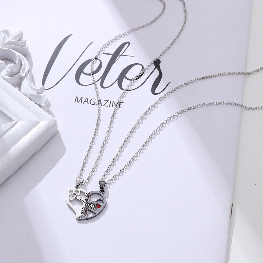 1 Cặp Vòng Cổ Choker Kết Hợp Mặt Dây Chuyền Khắc Chữ Phong Cách Punk 520 Cho Cặp Đôi