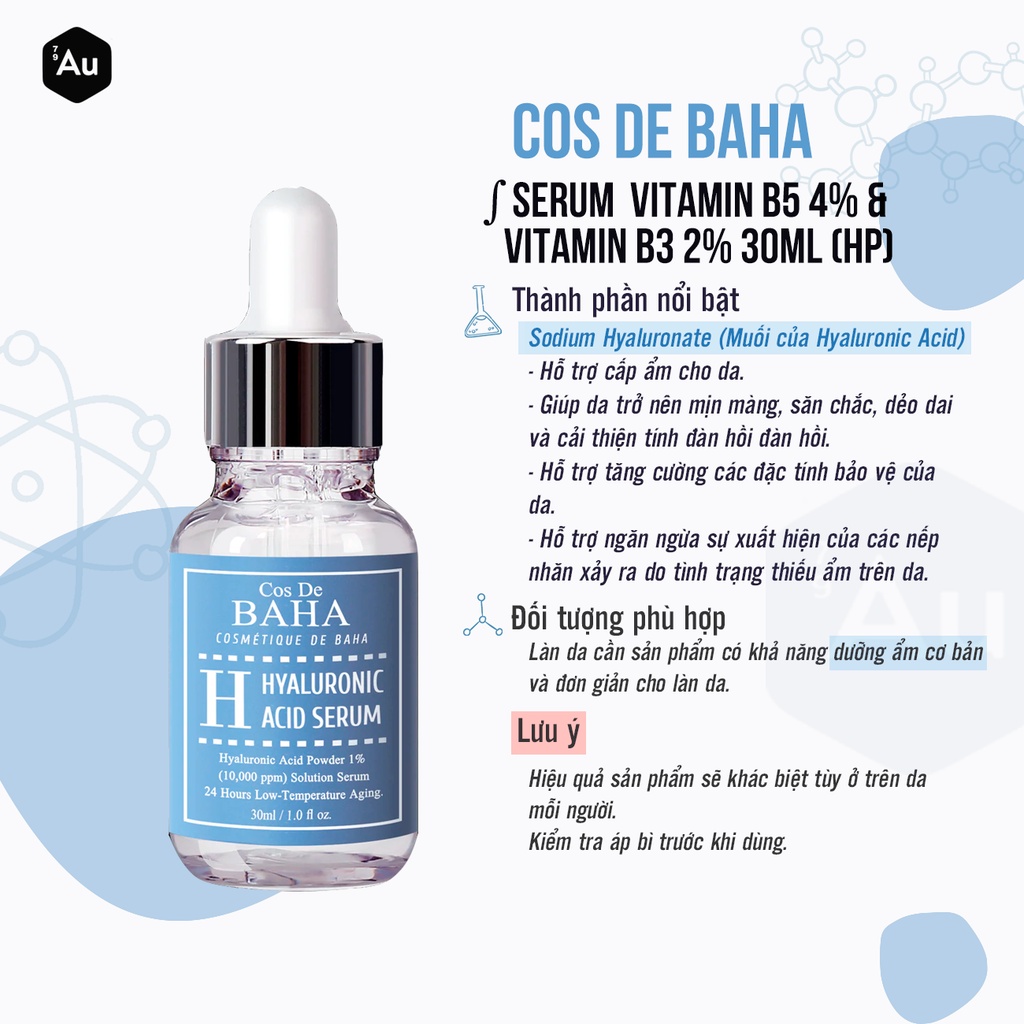 Cos De BAHA | Serum Hyaluronic Acid Hỗ Trợ Dưỡng Ẩm 30ML (H) &amp; 60ML (HS) &amp; 120ML (HT)