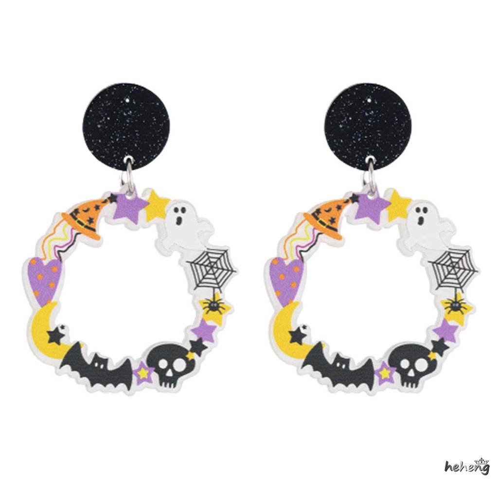 Khuyên Tai Acrylic Không Phai Hình Bí Ngô Ma Quỷ Halloween Bền Bỉ Không Phai Màu Trang Sức Cho Tiệc Sinh Nhật Sân Khấu