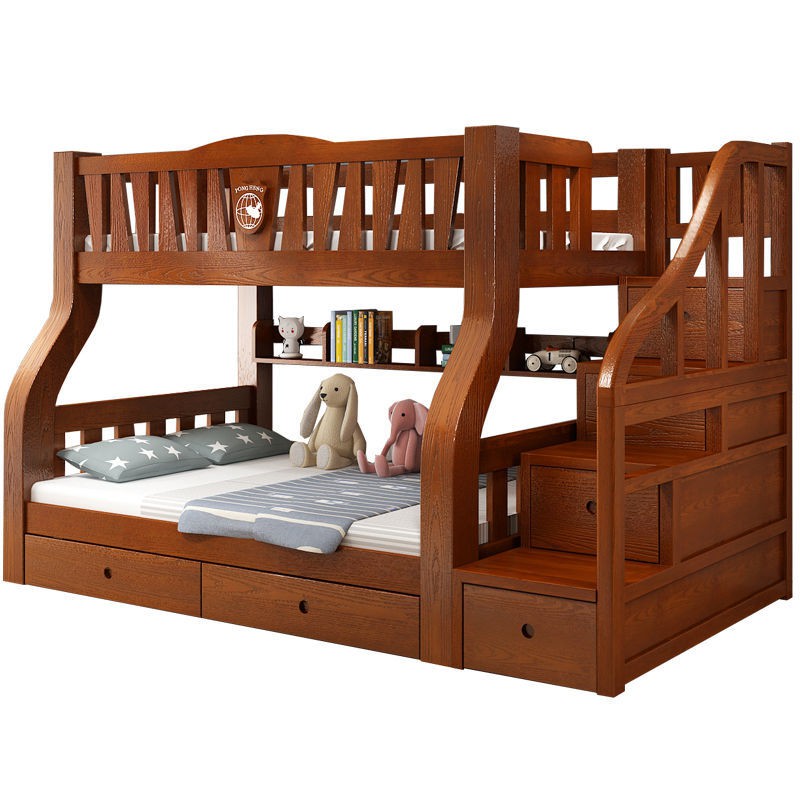 [Gói lắp đặt, đậm và dày hơn] giường gỗ chắc chắn chiều cao tầng dưới dành cho người lớn hai lớp trẻ em