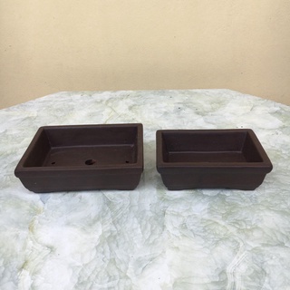 Chậu bonsai Chữ nhật mini đất nung màu đen gốm Bát tràng 2 size BM-73 -hm