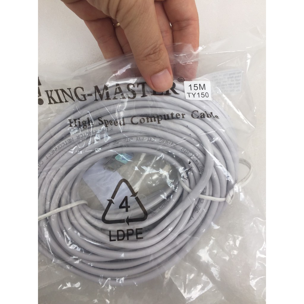 Cáp mạng 15M UTP CAT 5E King-Master High Speed trắng - Hãng phân phối