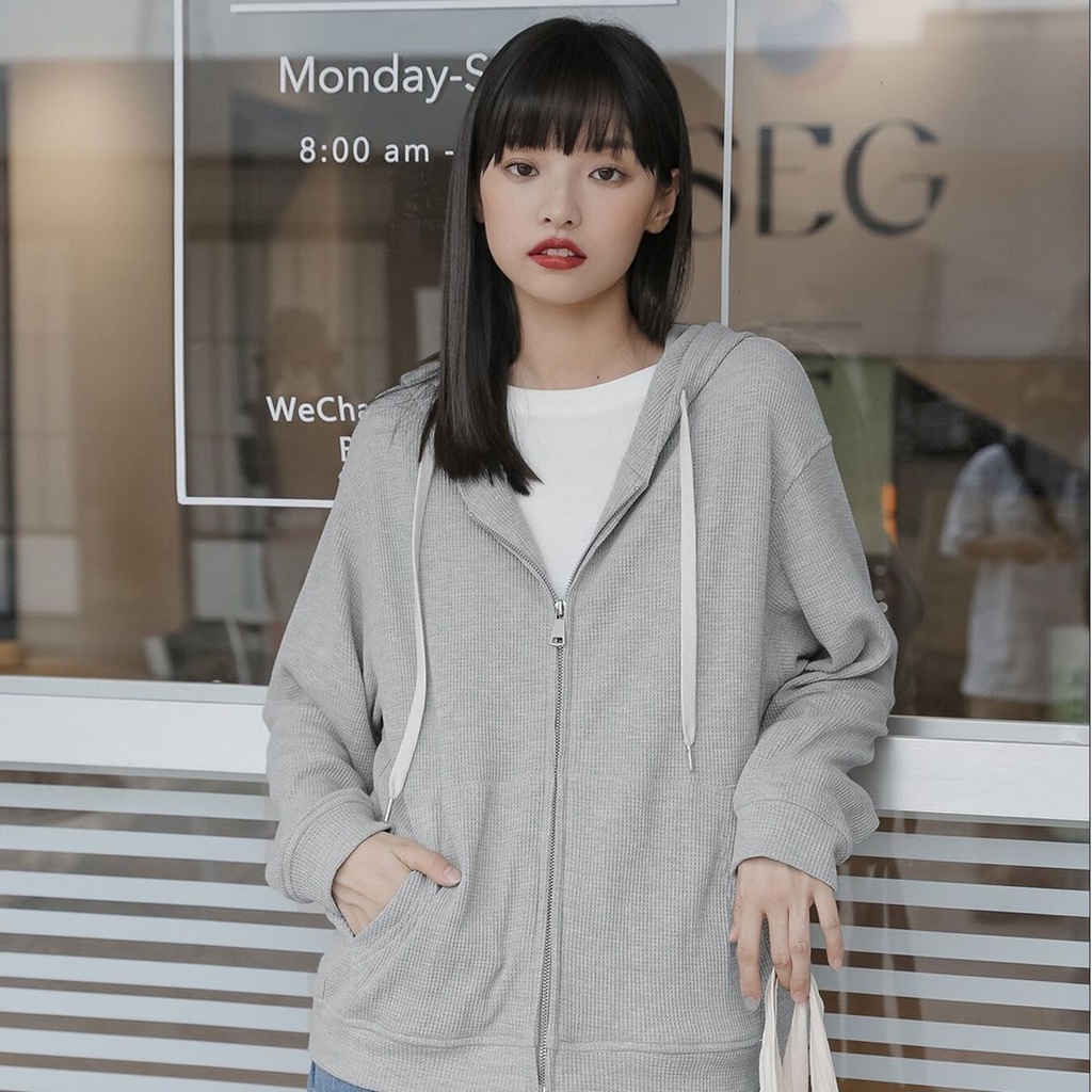 Áo Khoác Hoodie Mỏng Tay Dài Dáng Rộng Màu Sắc Xinh Xắn Cho Nữ