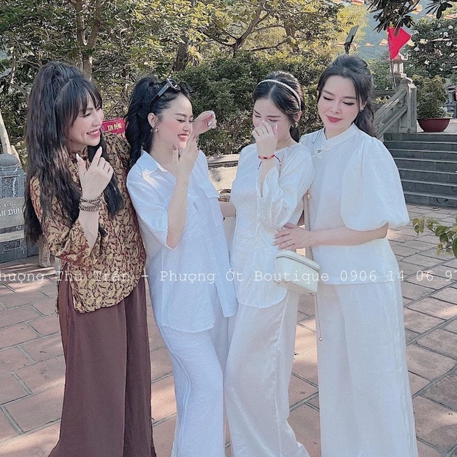 Set bộ sơ mi đũi trơn nắp túi mix quần ống rộng chất đũi mặc thoải mái TRH10336
