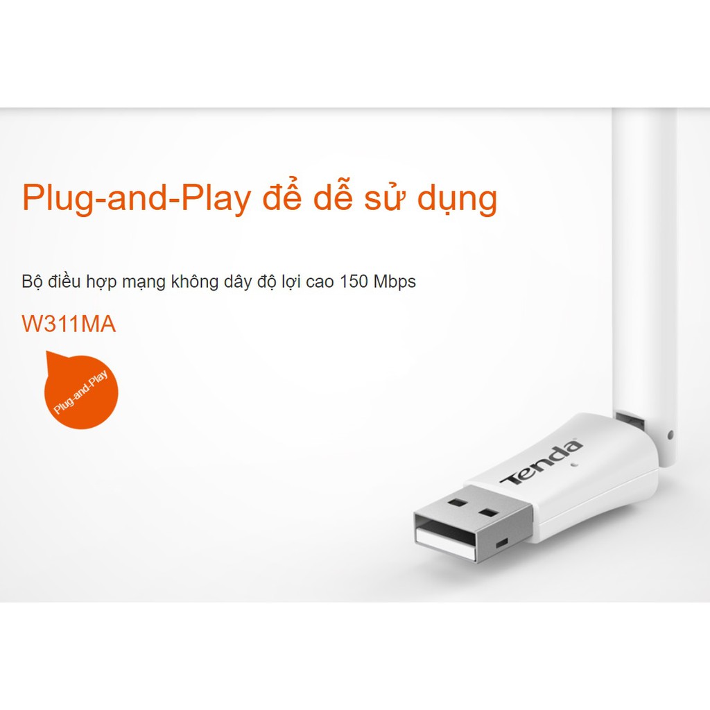 USB Thu Wifi Tenda W311Ma Có Râu , Tenda W311Mi Không Râu Chuẩn N150Mbps - Hàng Chính Hãng