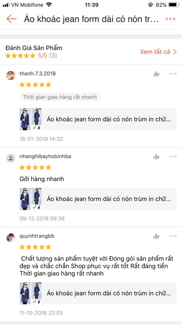 Áo khoác jean form dài có nón trùm in chữ hàng đẹp