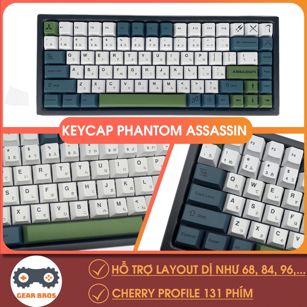 Keycap Assassin Cho Bàn Phím Cơ Chất Liệu Thick PBT Cherry Profile In Dyesub 134 Phím | Gearbros