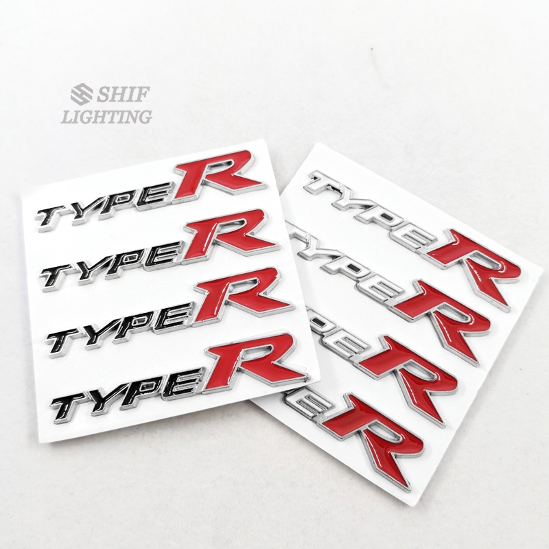 4 x Small Metal TYPER TYPE R Letter Car Auto Rear Side Steering Wheel Emblem Badge Sticker Decal Civic