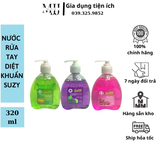 [CHÍNH HÃNG] Nước rửa tay DIỆT KHUẨN SUZY 320g - thành phần HỮU CƠ, chất lượng NHẬT BẢN