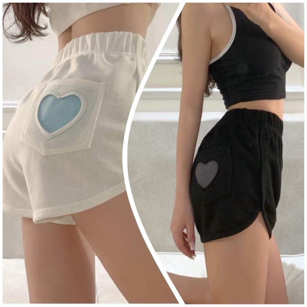 [HCM]Quần đùi nữ in hình trái tim dễ thương chất liệu coton mềm mại