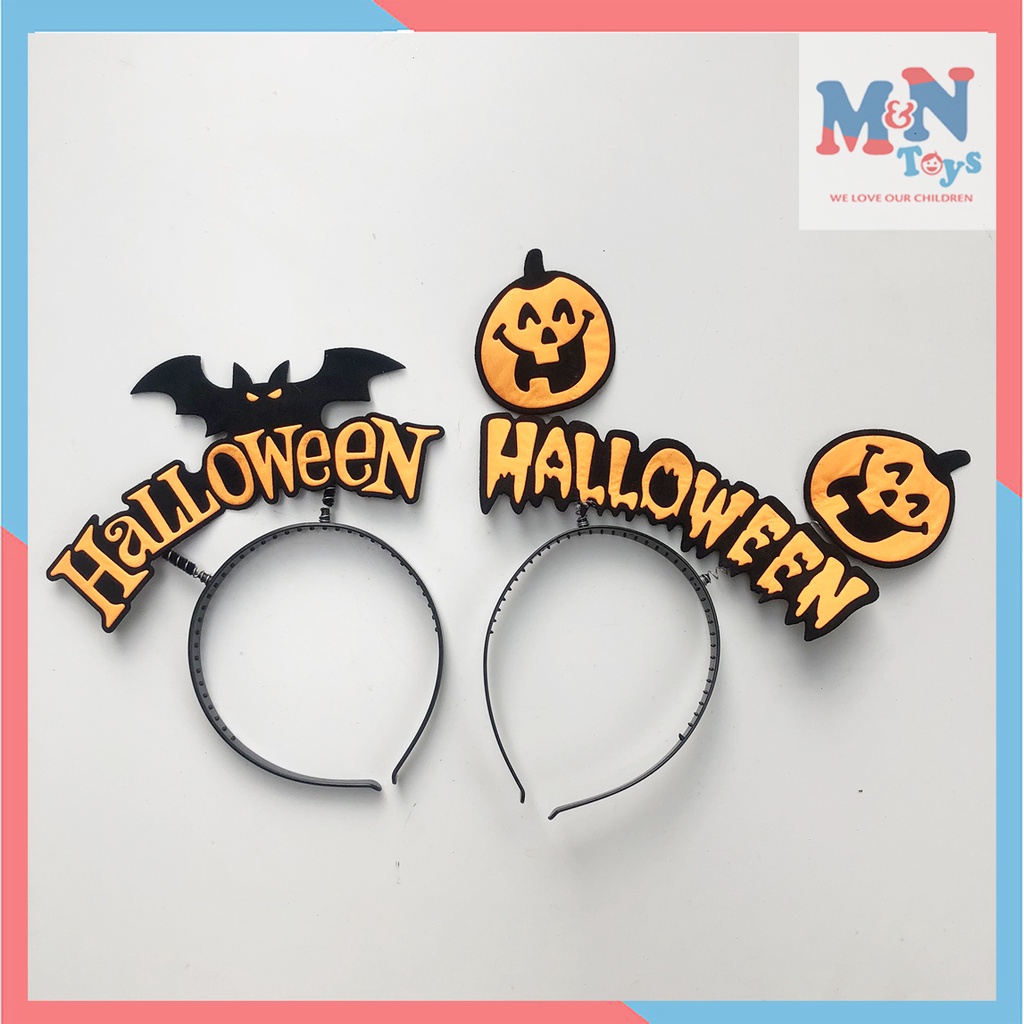 Bờm Halloween bí ngô và dơi cho bé hóa trang