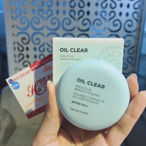 Phấn phủ kiềm dầu siêu mịn cho da hỗn hợp da dầu trang điểm The Face Shop Oil Clear Smooth & Bright Powder 9g | BigBuy360 - bigbuy360.vn