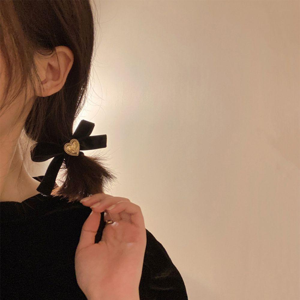 Kẹp Tóc Nơ Bằng Nhung Màu Trơn Thời Trang Thu Đông Cho Nữ