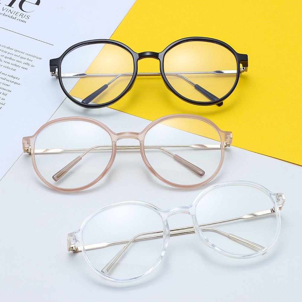 Kính Đọc Sách Gọng Tròn Trong Suốt Chống Ánh Sáng Xanh Phong Cách Vintage