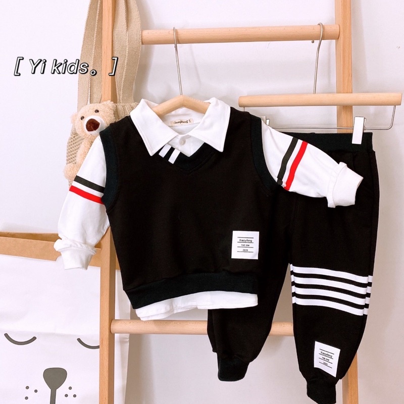 Bộ Bé Trai 3 Chi Tiết Vải Da Cá