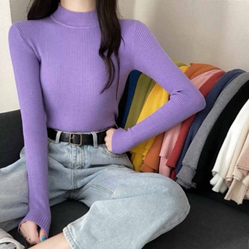 Áo Len Tay Dài Cổ Lọ Thời Trang Thu Đông 16 Màu Lựa Chọn Cho Nữ