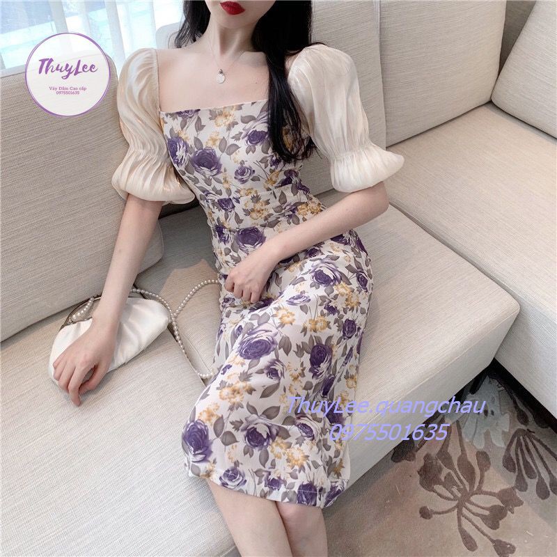 Đầm Ôm Body Tay Bồng Kết Hợp Với Họa Tiết Hoa | BigBuy360 - bigbuy360.vn