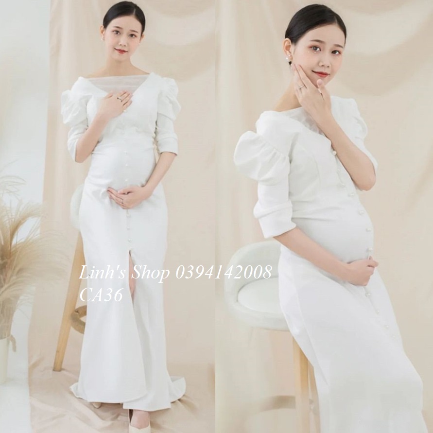 Đầm Bầu Váy Bầu Chụp Ảnh Nghệ Thuật Ôm Body Sang Chảnh CA36
