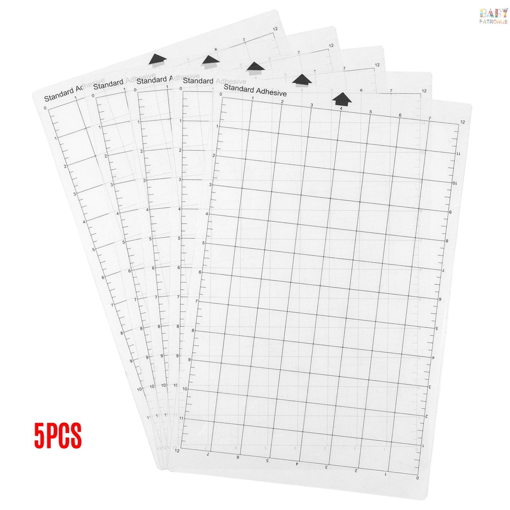 Set 5 Tấm Lót Cắt Trong Suốt Tự Dính Kèm Thước Đo 8 X 12 Inch Chuyên Dụng Cho Silhouette Cameo Cricut Explore
