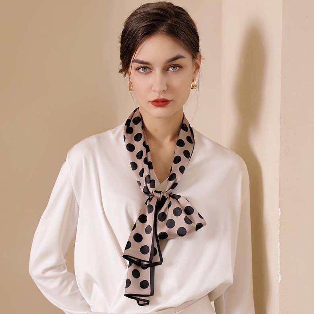 JARRED Khăn Choàng Cổ Vải Lụa Họa Tiết Chấm Bi Thời Trang Thanh Lịch Dành Cho Nữ