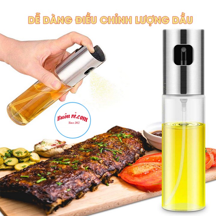 Bình xịt dầu ăn, giấm ăn cầm tay tiện dụng - Bình thủy tinh mini với vòi xịt phun xương 00891