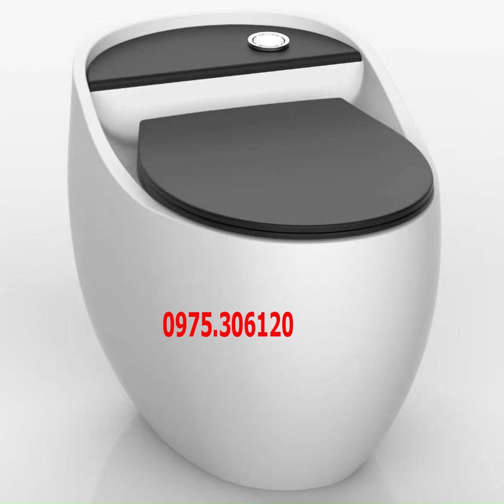 Bồn cầu trứng, bệt trứng, bồn cầu một khối, bệt liền khối 935TNA TRẮNG ĐEN