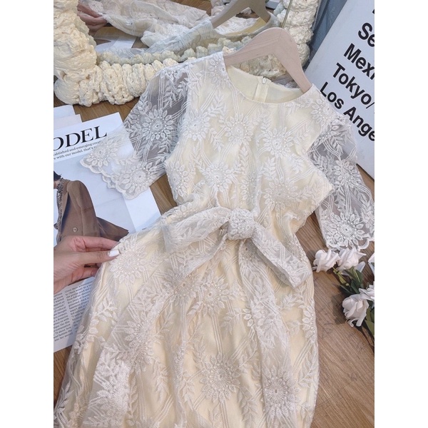 ĐẦM MIDI REN NUDE